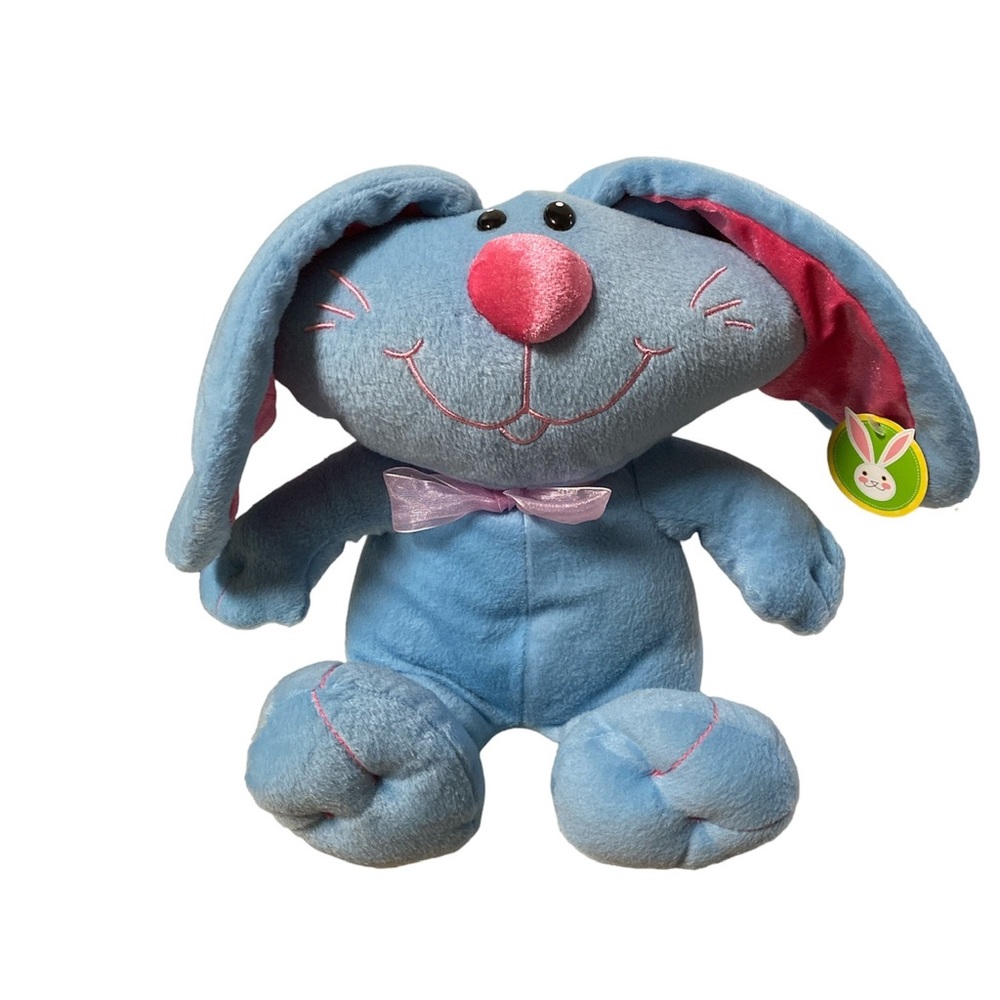 Walmart Bunny Plush Blue Easter Rabbit Stuffed Animal Toy 10.5 in Oval Head New